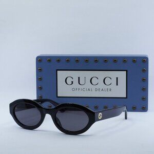 Gucci GG1579S 001 Oval Sunglasses - Black\Grey